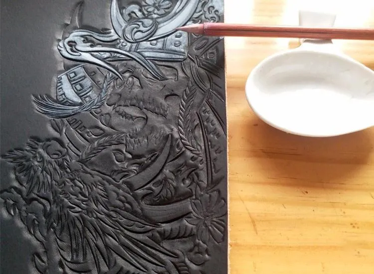 Black Handmade Tooled Indian Chief Skull Leather Mens Long Wallet Bifold Long Wallet For Men