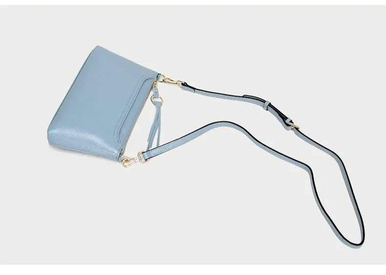 Black Zip Leather Wristlet Wallet Womens Small Crossbody Purse Minimalist Shoulder Bag for Women