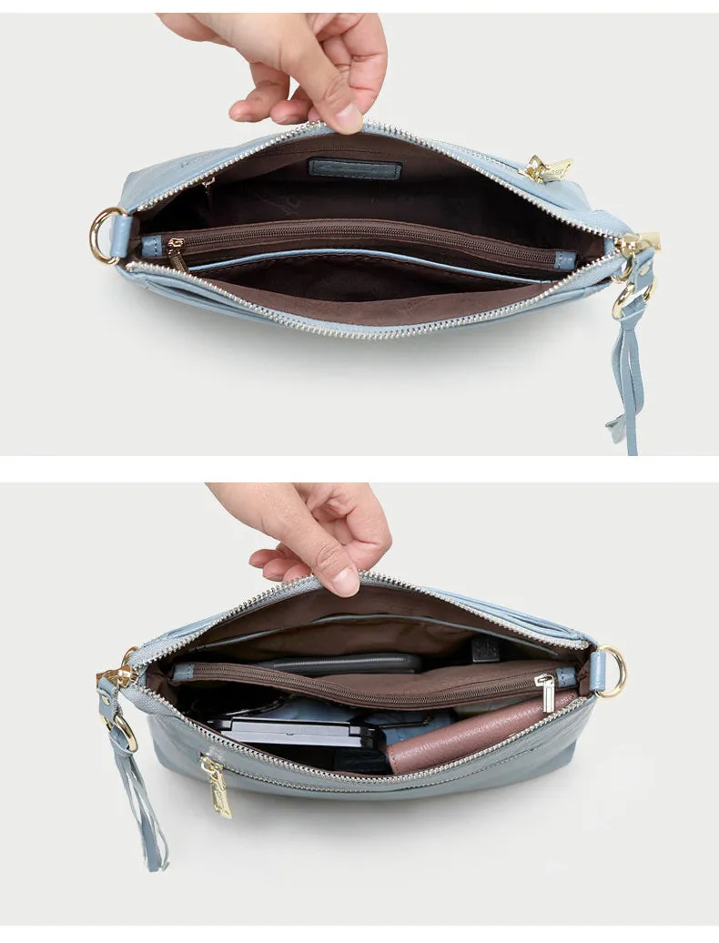 Black Zip Leather Wristlet Wallet Womens Small Crossbody Purse Minimalist Shoulder Bag for Women