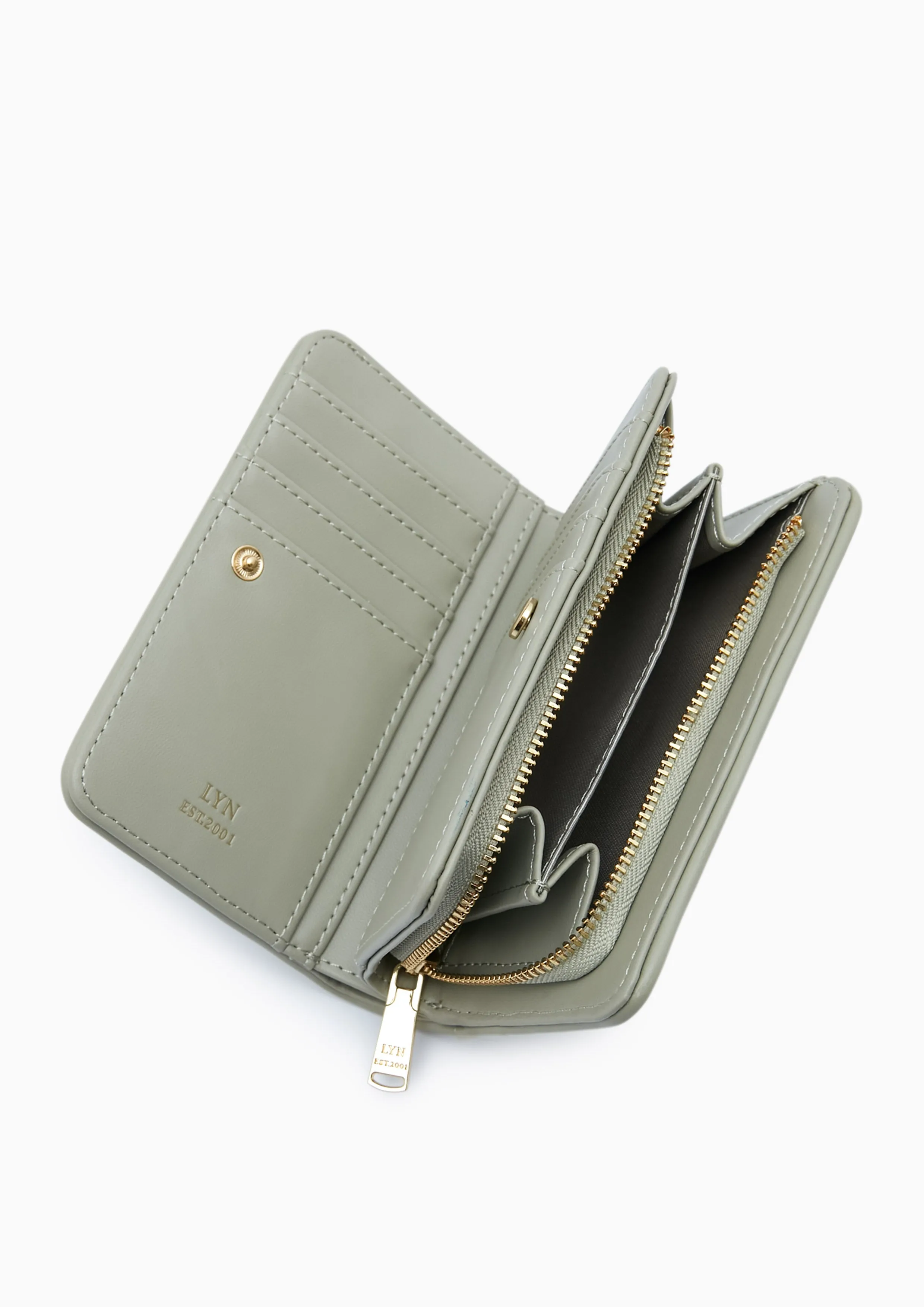 Camille Quilted Short Wallet Green