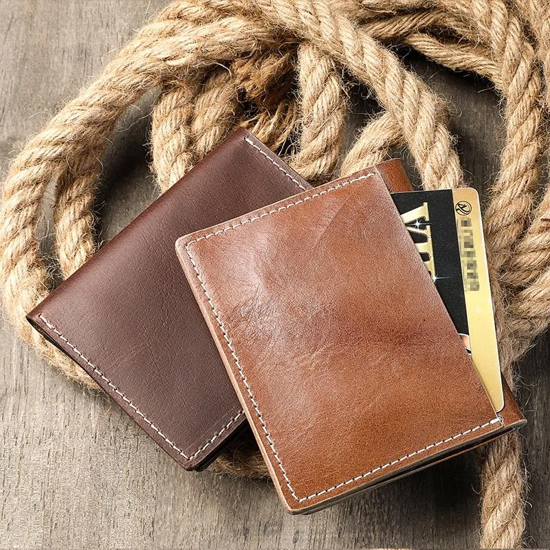Casual Mens Black billfold Card License Wallet Brown Bifold Card Wallet Card Holder For Men