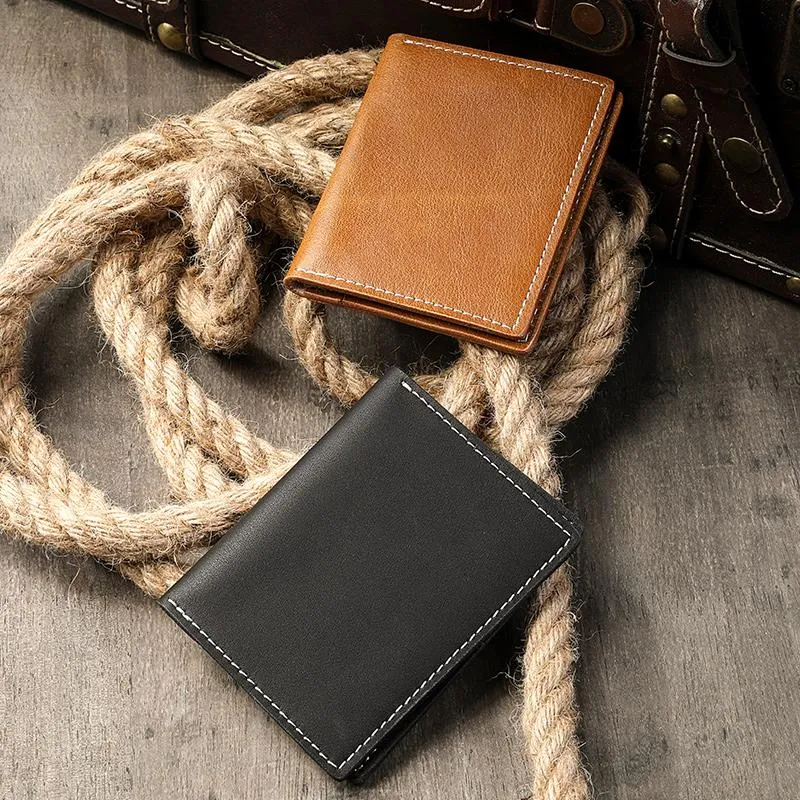 Casual Mens Black billfold Card License Wallet Brown Bifold Card Wallet Card Holder For Men