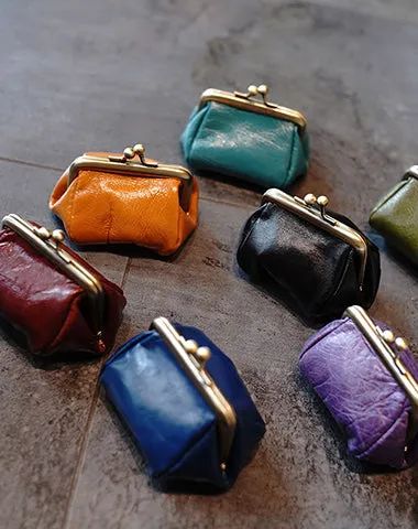 Coinpouch Vintage Coin Clasp Purse Womens Black Leather Coin Purse Clasp Coin Purse