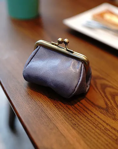Coinpouch Vintage Coin Clasp Purse Womens Black Leather Coin Purse Clasp Coin Purse