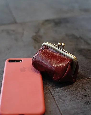 Coinpouch Vintage Coin Clasp Purse Womens Black Leather Coin Purse Clasp Coin Purse