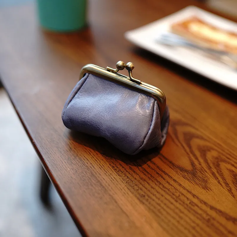 Coinpouch Vintage Coin Clasp Purse Womens Black Leather Coin Purse Clasp Coin Purse