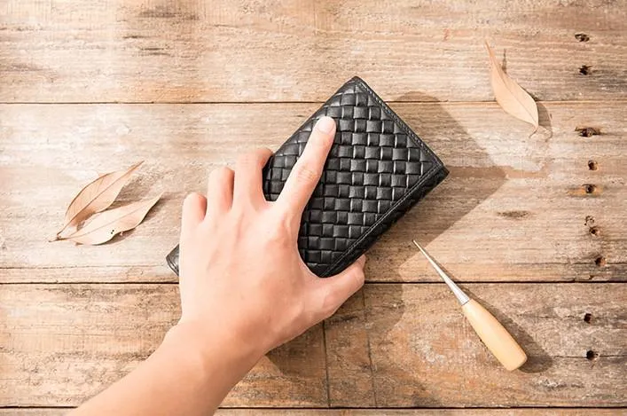 Cool Black Braided Leather Mens Long Wallet Long Wallet for Men