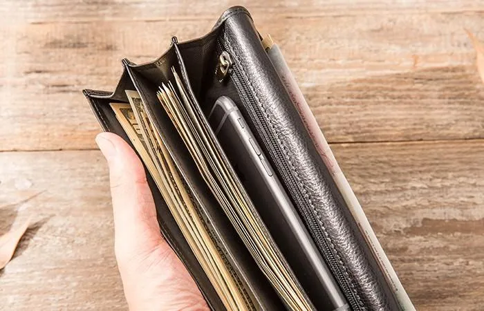 Cool Black Braided Leather Mens Long Wallet Long Wallet for Men