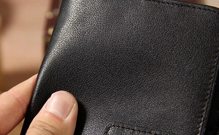 Cool Black Leather Mens long Wallet A lot of Cards Wallet for Men