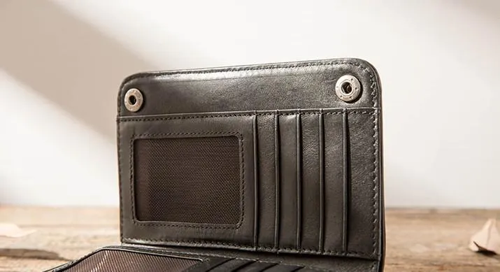 Cool Black Wristlet Wallet Leather Mens Long Wallet Long Wallet for Men