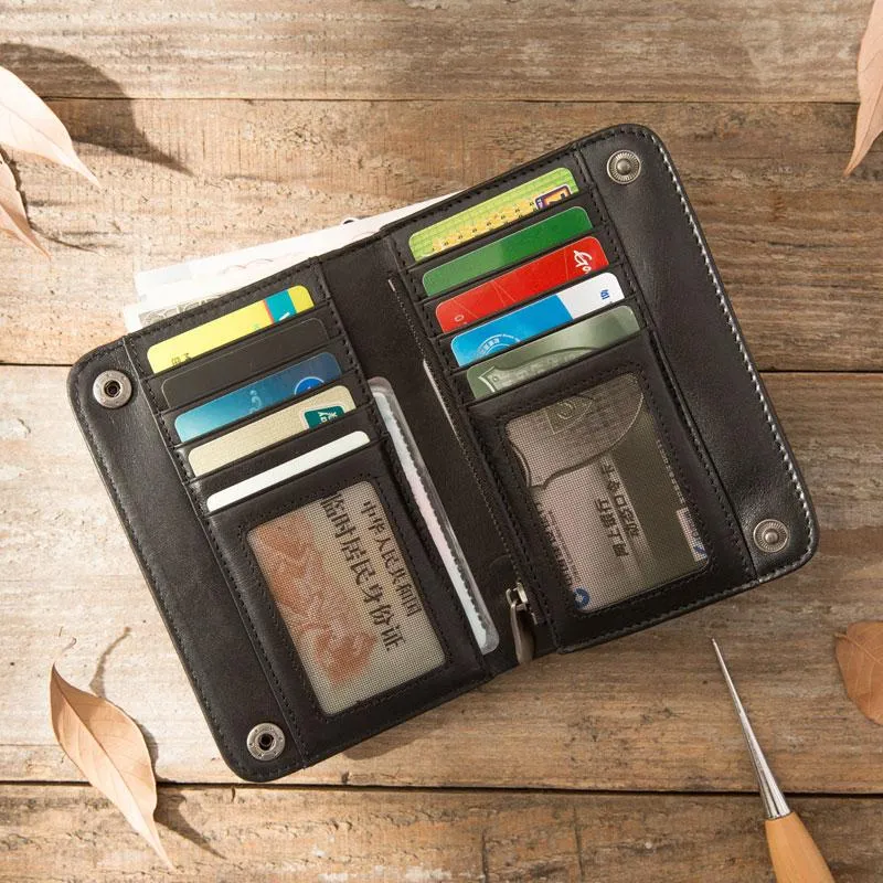 Cool Black Wristlet Wallet Leather Mens Long Wallet Long Wallet for Men
