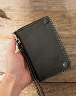 Cool Black Wristlet Wallet Leather Mens Long Wallet Long Wallet for Men