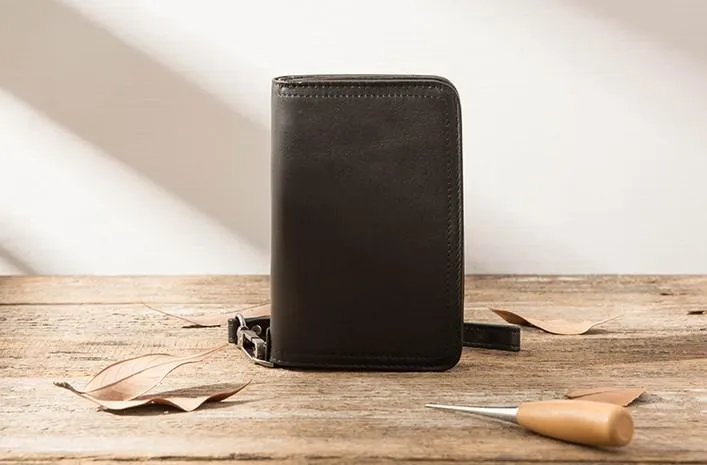 Cool Black Wristlet Wallet Leather Mens Long Wallet Long Wallet for Men