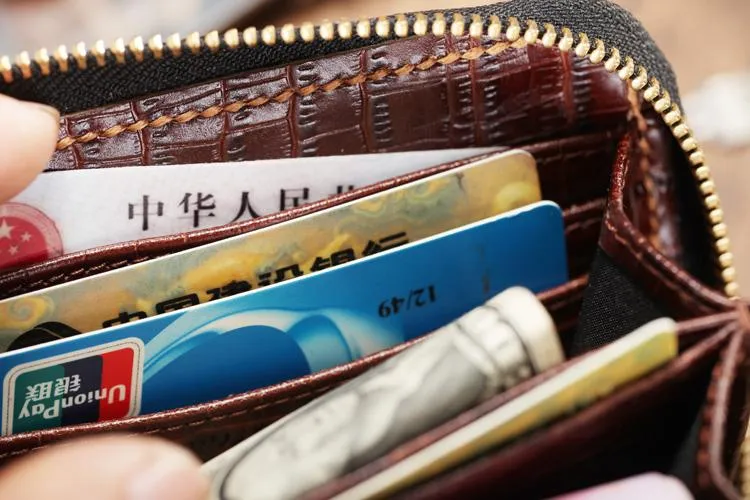 Cool Brown Leather Mens Zipper Bifold Small Wallet Card billfold Wallet For Men