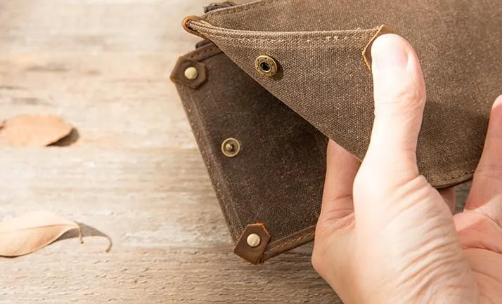 Cool Canvas Leather Mens Bifold Long Cards Wallet Long Wallet for Men