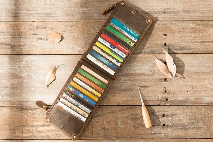 Cool Canvas Leather Mens Bifold Long Cards Wallet Long Wallet for Men