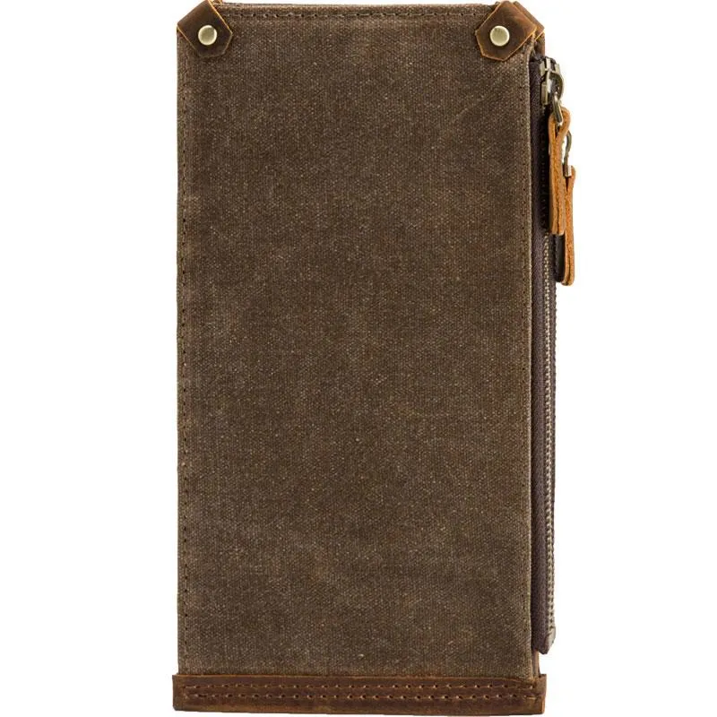 Cool Canvas Leather Mens Bifold Long Cards Wallet Long Wallet for Men