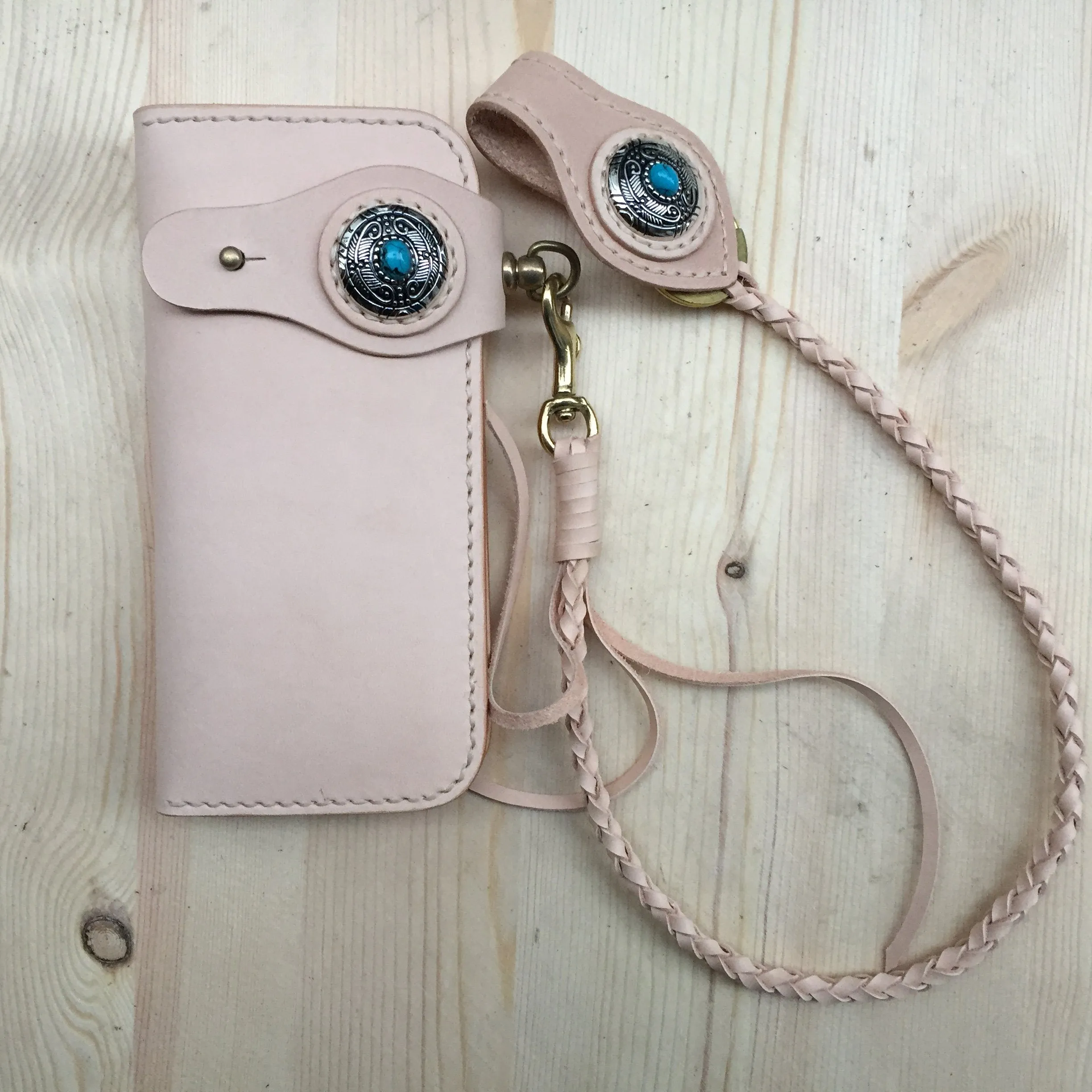 Cool Leather Mens Biker Chain Wallet Handmade Long Biker Wallet with Chain