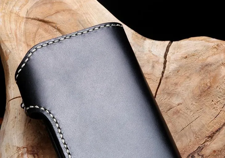 Cool Leather Mens Biker Chain Wallet Leather Biker Wallets Long Chain Wallet for Men