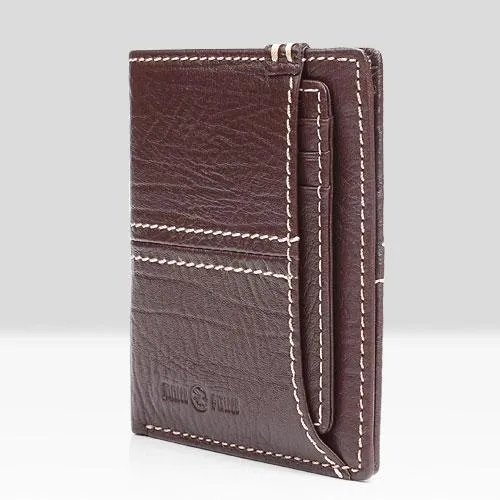 Cool Leather Mens billfold Slim Leather Wallet Men Small Bifold Wallet for Men