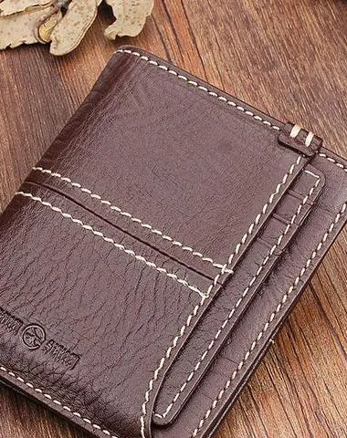 Cool Leather Mens billfold Slim Leather Wallet Men Small Bifold Wallet for Men