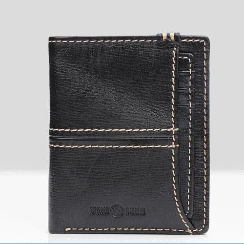 Cool Leather Mens billfold Slim Leather Wallet Men Small Bifold Wallet for Men