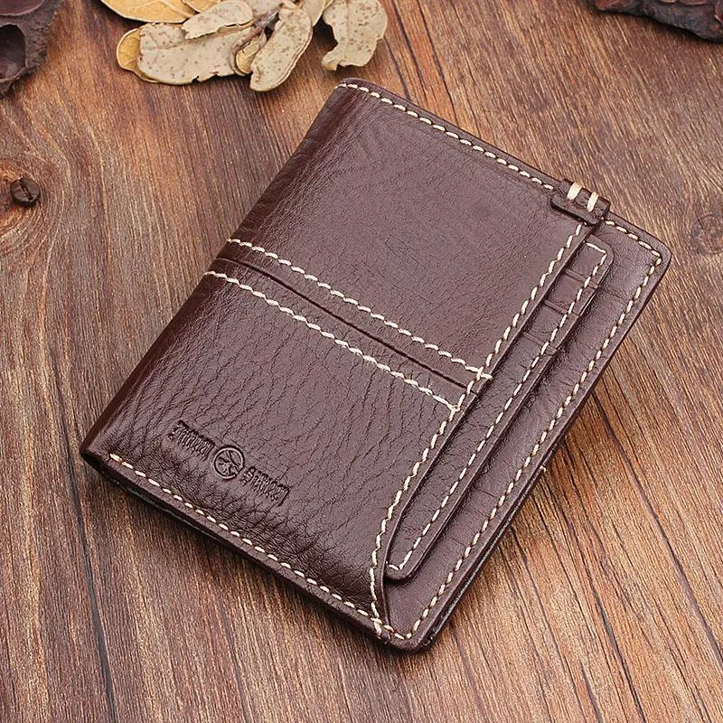 Cool Leather Mens billfold Slim Leather Wallet Men Small Bifold Wallet for Men
