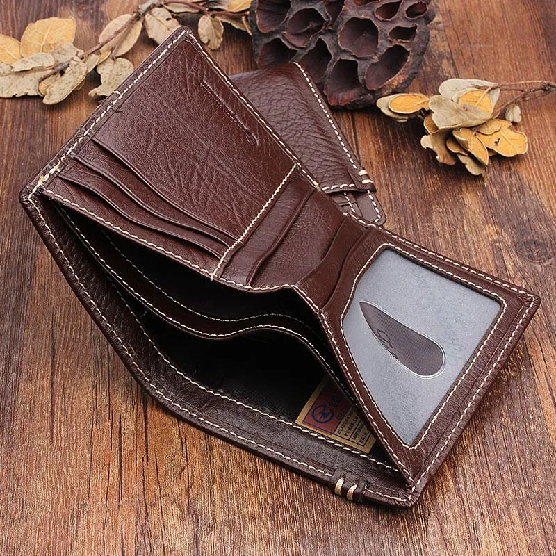Cool Leather Mens billfold Slim Leather Wallet Men Small Bifold Wallet for Men