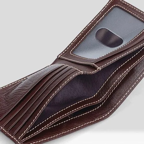 Cool Leather Mens billfold Slim Leather Wallet Men Small Bifold Wallet for Men