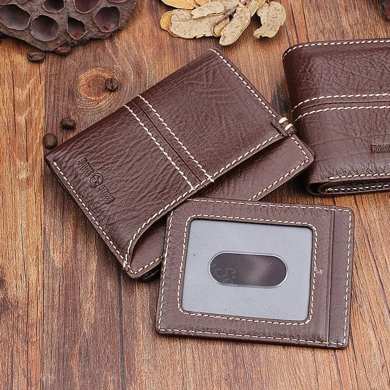 Cool Leather Mens billfold Slim Leather Wallet Men Small Bifold Wallet for Men