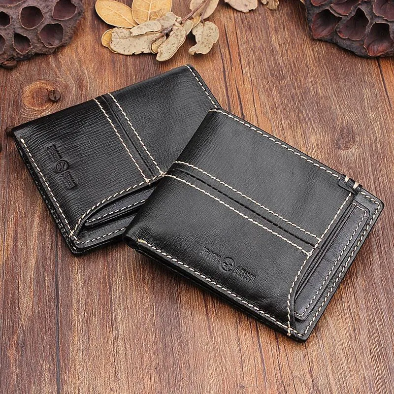 Cool Leather Mens billfold Slim Leather Wallet Men Small Bifold Wallet for Men