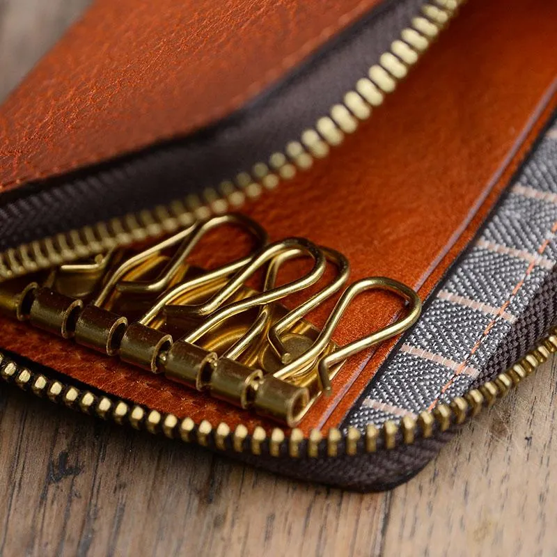 Cool Leather Mens Black Key Chain Wallet Car Key Wallet Brown Car Key Case Keys Holder for Men