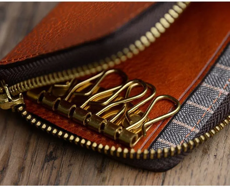 Cool Leather Mens Black Key Chain Wallet Car Key Wallet Brown Car Key Case Keys Holder for Men