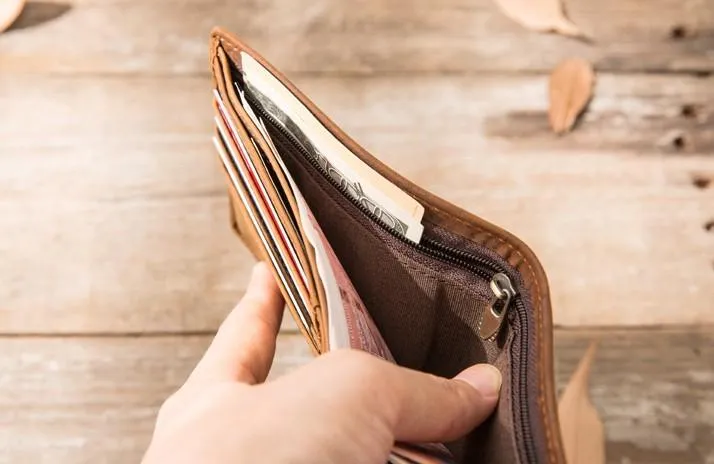 Cool Leather Mens Briaded Small Wallet Bifold Vintage Slim billfold Wallet for Men