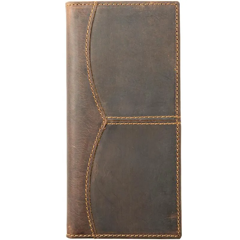 Cool Leather Mens Brown Bifold Long Wallets Long Wallet Clutch Card Wallet for Men
