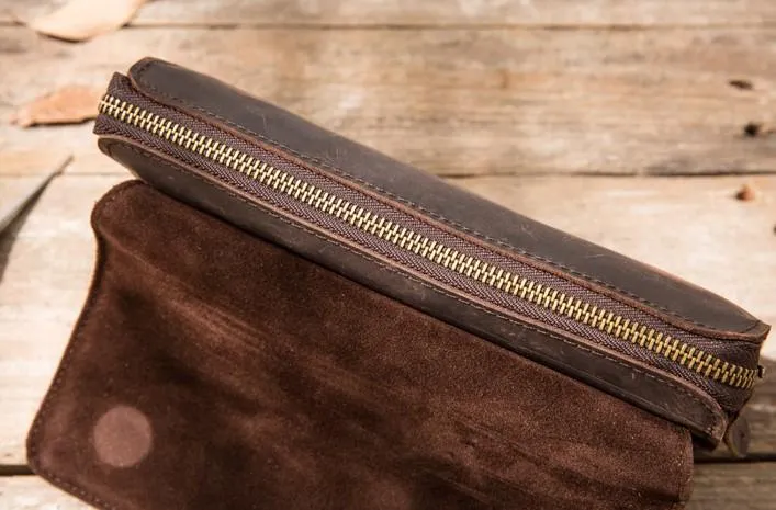 Cool Leather Mens Large Long Zipper Clutch Wallet Long Wallet for Men