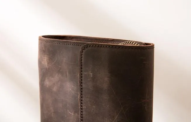 Cool Leather Mens Large Long Zipper Clutch Wallet Long Wallet for Men