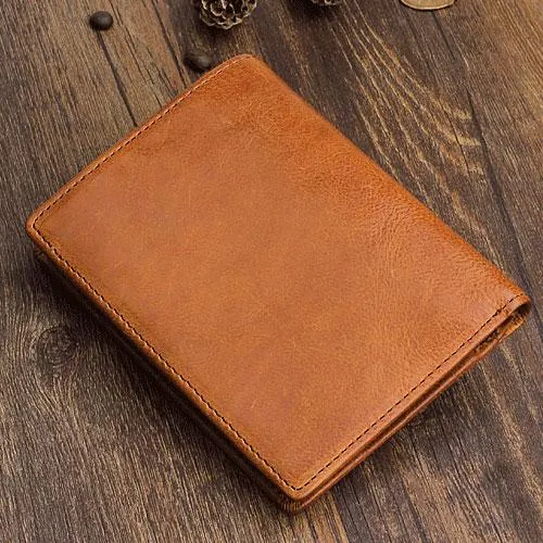 Cool Leather Mens Slim Leather billfold Wallet Men Small Bifold Wallets for Men