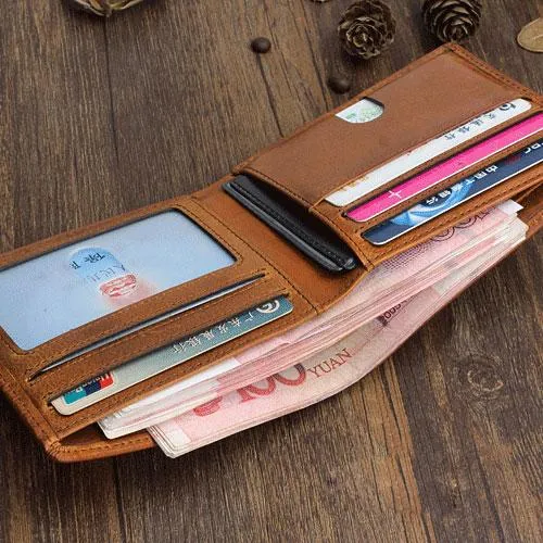 Cool Leather Mens Slim Leather billfold Wallet Men Small Bifold Wallets for Men