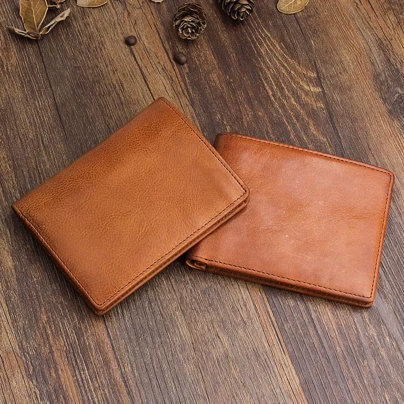 Cool Leather Mens Slim Leather billfold Wallet Men Small Bifold Wallets for Men