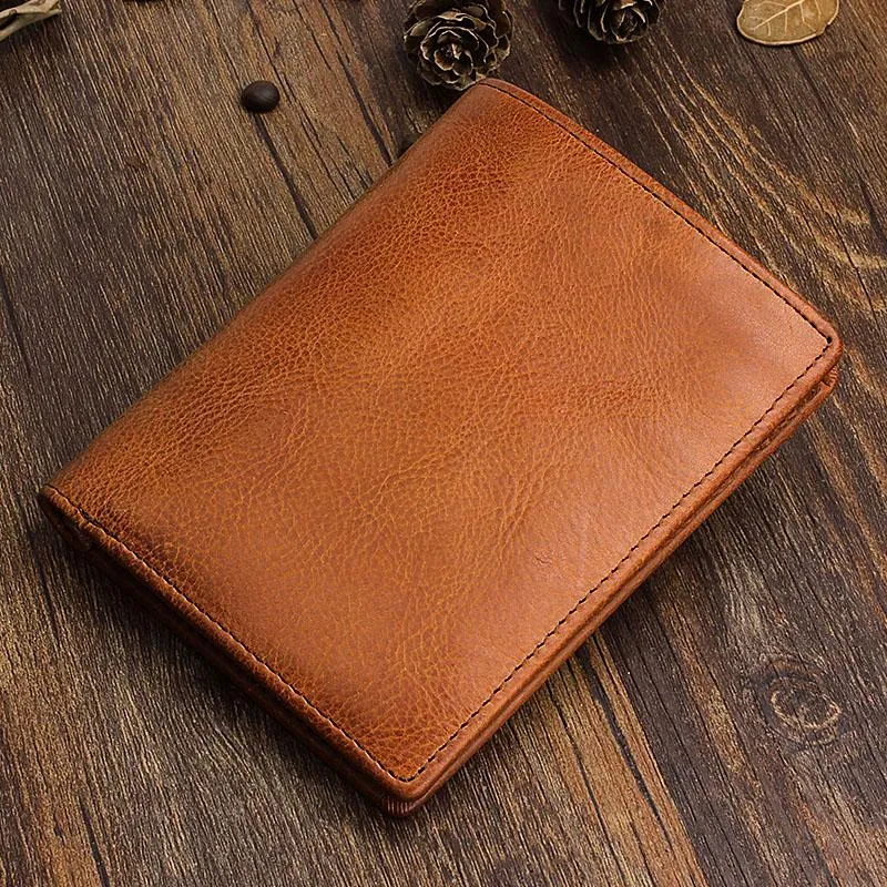 Cool Leather Mens Slim Leather billfold Wallet Men Small Bifold Wallets for Men