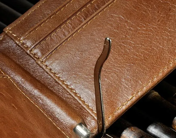 Cool Leather Mens Slim Small Wallet billfold Money Clip Front Pocket Wallet for Men