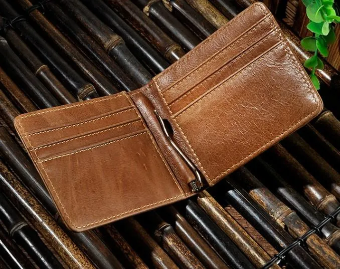Cool Leather Mens Slim Small Wallet billfold Money Clip Front Pocket Wallet for Men