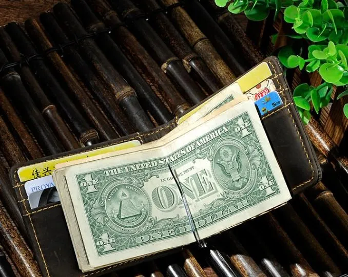 Cool Leather Mens Slim Small Wallet billfold Money Clip Front Pocket Wallet for Men