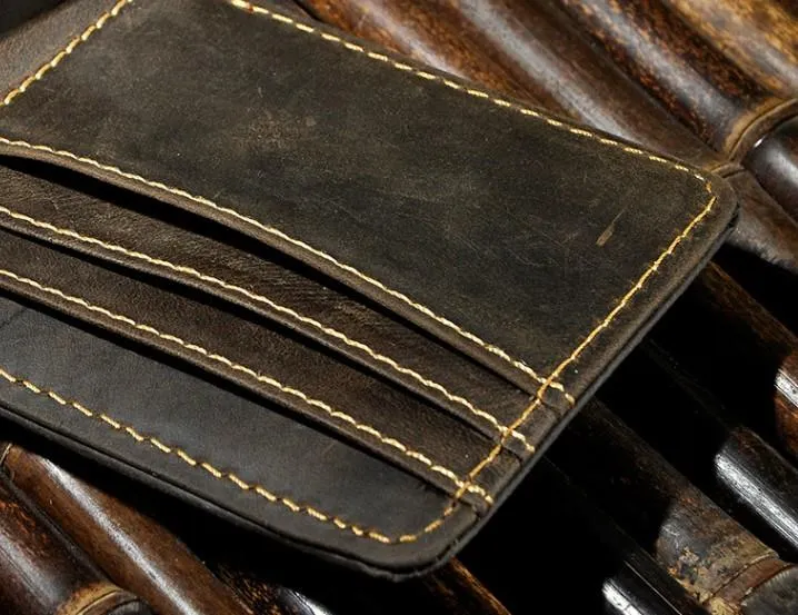Cool Leather Mens Slim Small Wallet billfold Money Clip Front Pocket Wallet for Men