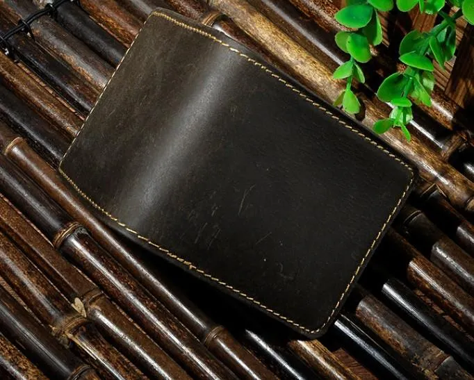 Cool Leather Mens Slim Small Wallet billfold Money Clip Front Pocket Wallet for Men