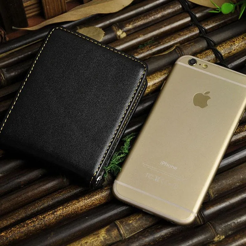 Cool Leather Mens Slim Small Wallet billfold Money Clip Front Pocket Wallet for Men