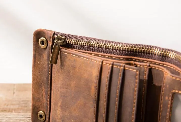 Cool Leather Mens Slim Small Wallets Bifold Vintage billfold Wallet for Men