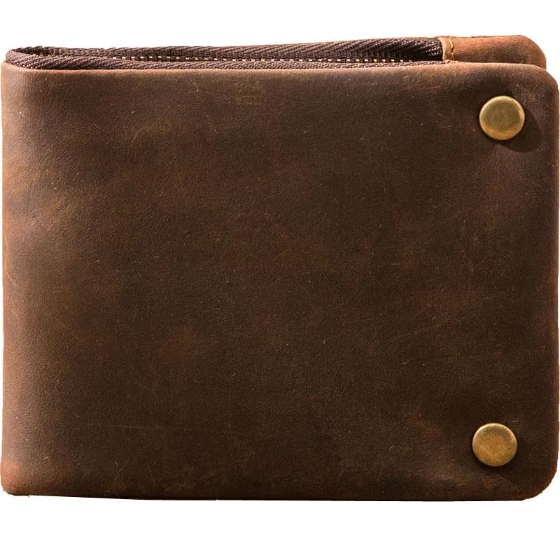 Cool Leather Mens Slim Small Wallets Bifold Vintage billfold Wallet for Men