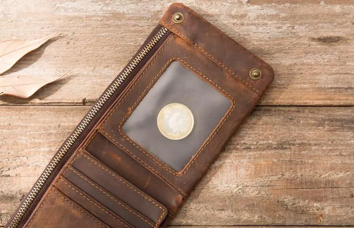 Cool Leather Mens Slim Small Wallets Bifold Vintage billfold Wallet for Men
